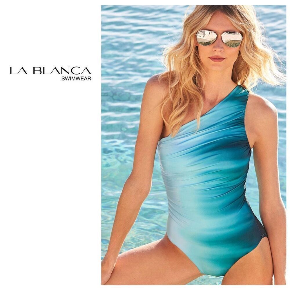 New. La Blanca ombré one shouldered swimsuit. Size 14. Retails $148